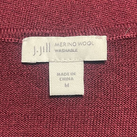 J. Jill Washable Lightweight 100% Merino Wool Double Cuff Sweater Size Medium - Picture 3 of 6